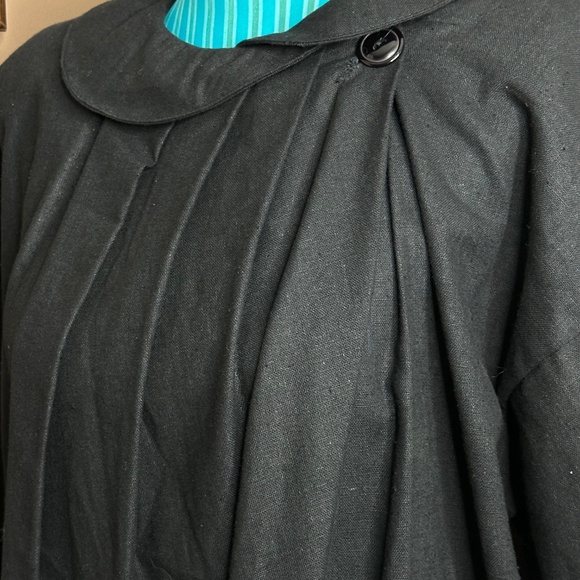 1980's L.A. Passion Lightweight Black Coat, Retro Mid-Century Style, 100% Cotton - Picture 9 of 12
